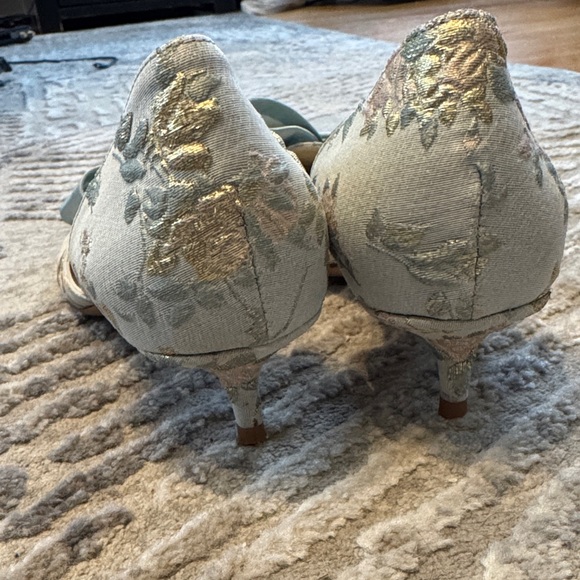 Something Bleu Bridal Blue Floral Heels with Bow - Picture 6 of 7